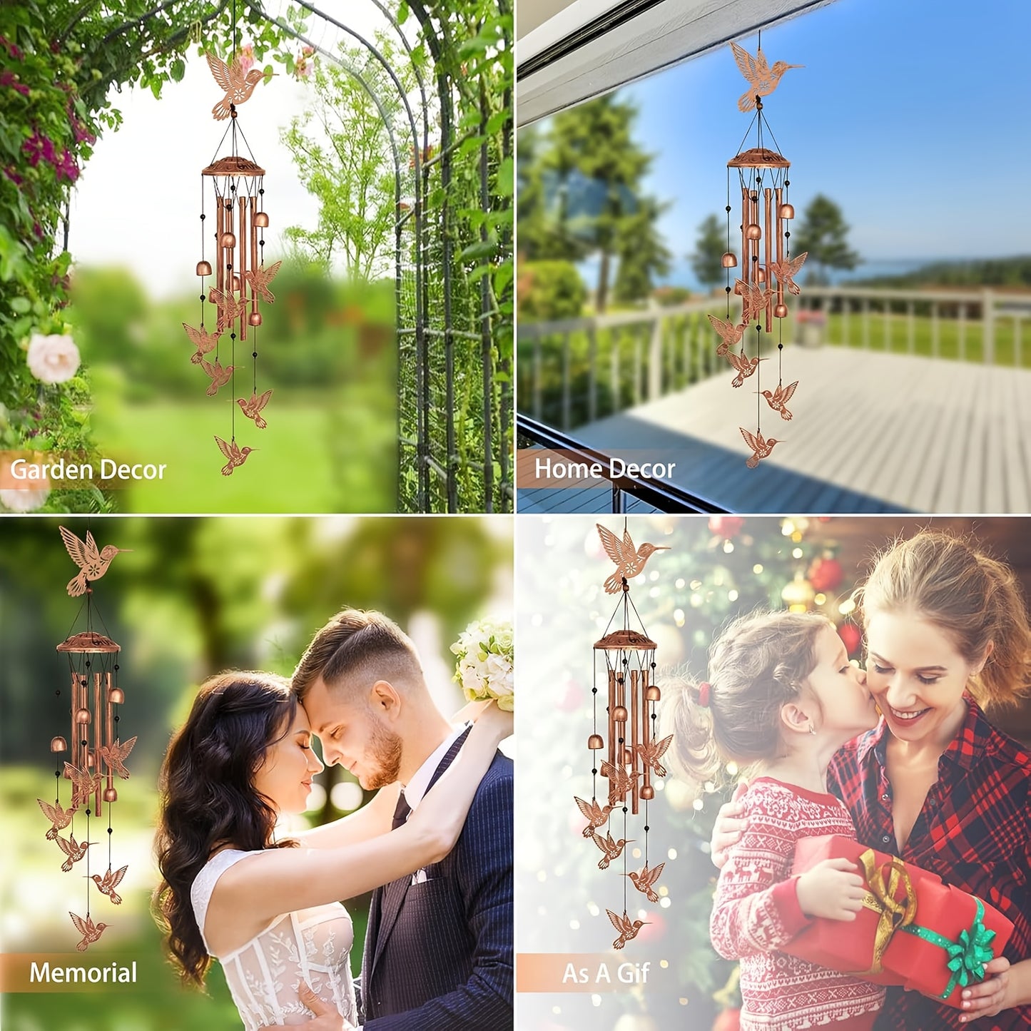 Hummingbird Wind Chime – Rustic Decoration for Garden and Patio
