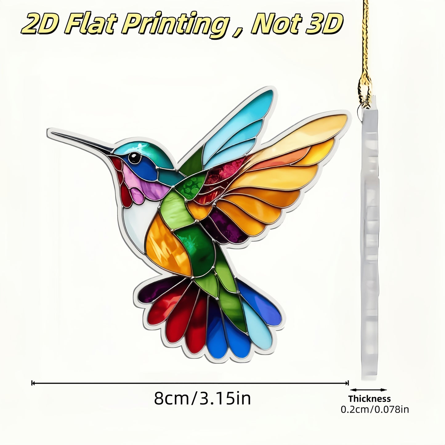 Decorative Acrylic Hummingbird Pendant – Vibrant Colors and Elegance